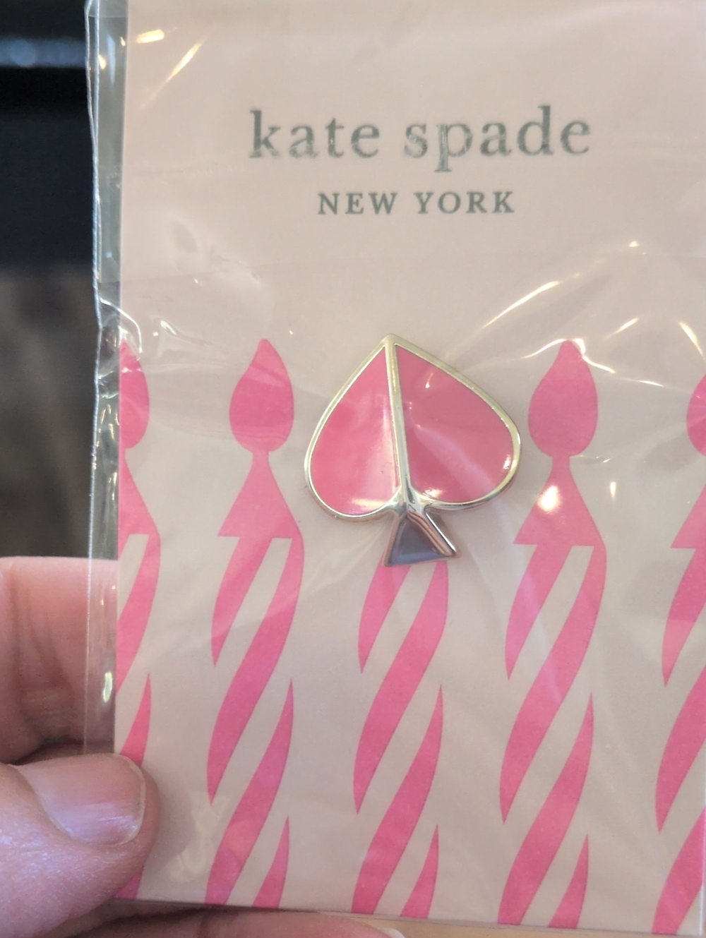 Kate Spade New York Birthday Spade Pink Enamel Pin New In Package